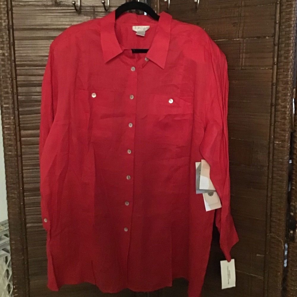 NWT 100% Linen Button Down Blouse 20W
